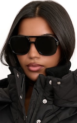 Black Frame Lens Aviator Sunglasses