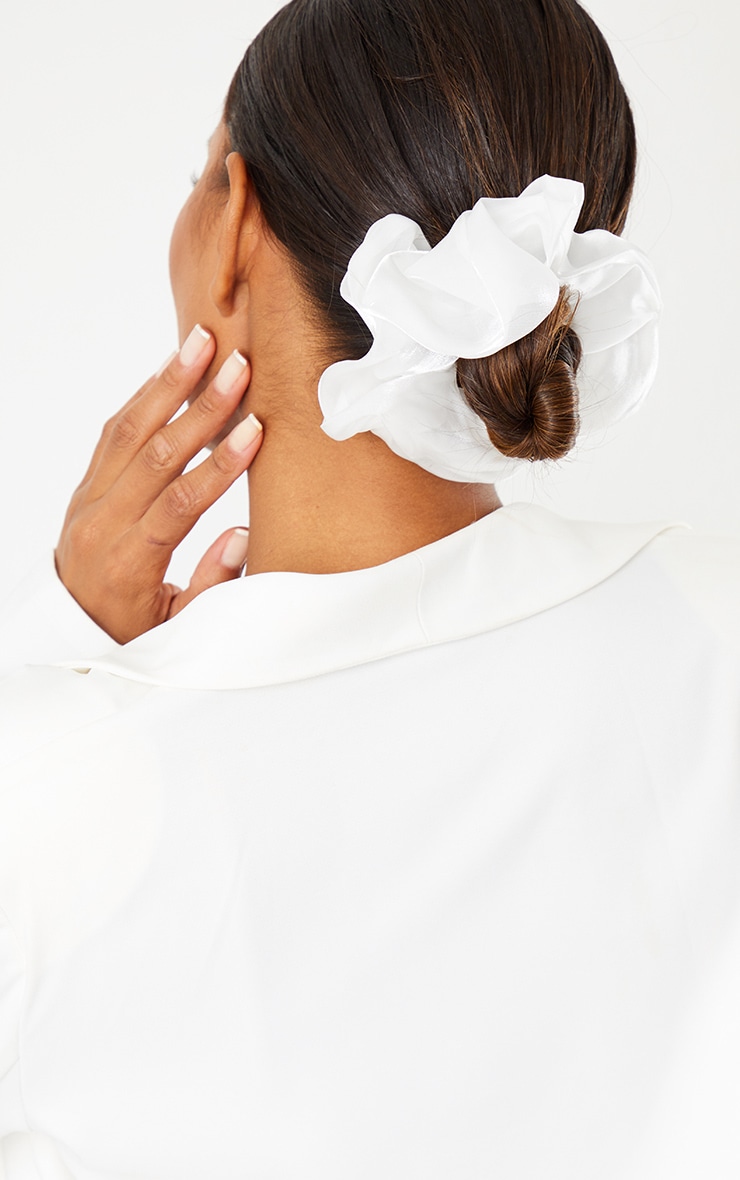 White Oversized Organza Scrunchie