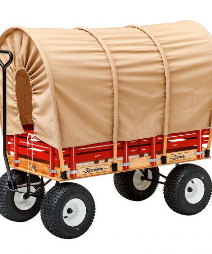 conestoga wagon style covering for a play wagon