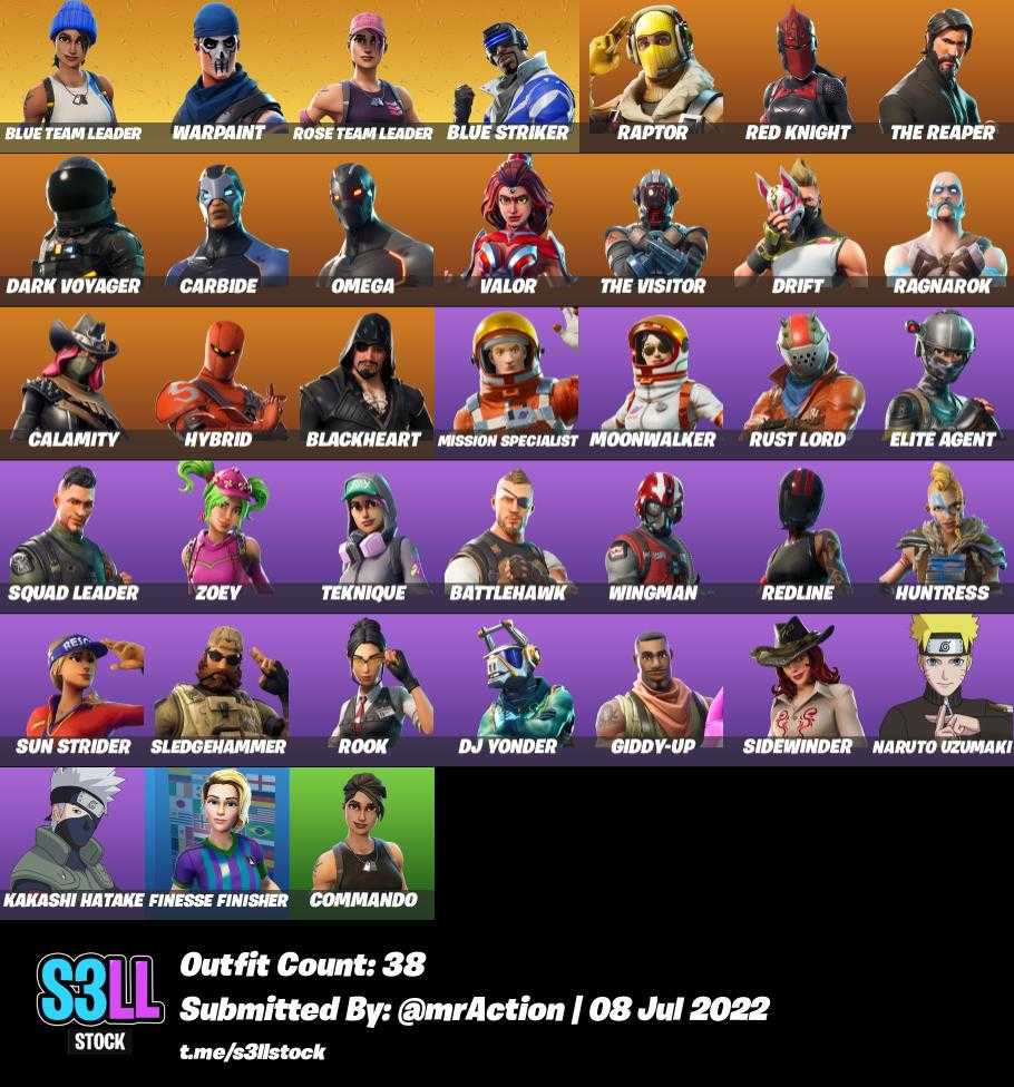 STW / 38 SKINS / TAKE THE L / THE REAPER / RED KNIGHT / NARUTO ...