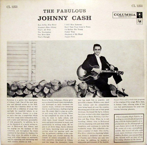 The Fabulous Johnny Cash album back cover sleeve