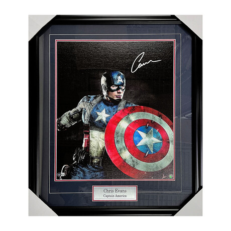 Chris Evans // Captain America // Framed Autographed 17X22 Canvas