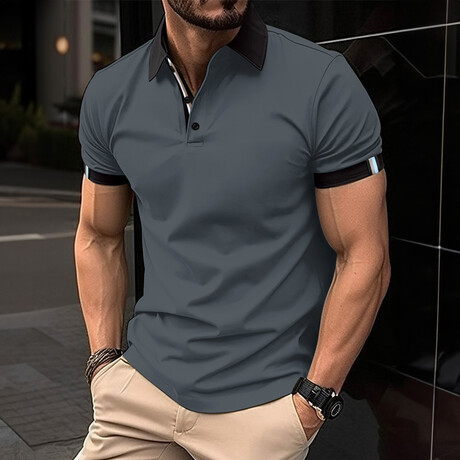 Black Collar Short Sleeve Polo // Gray (XS)