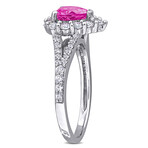 2 1/2ct TGW Created Pink & White Sapphire Halo Heart Split Shank Ring // Sterling Silver (7)