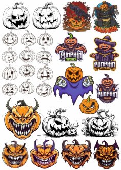 Halloween Pumpkins Set Free Vector