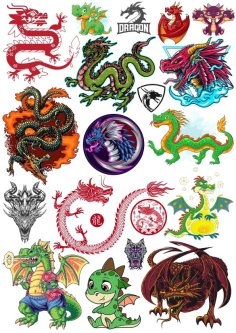 Dragon Stickers Set Free Vector