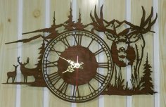 Clock Deer In The Mountains DXF File