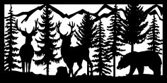 30 X 60 Two Bucks Bear Mountains Plasma Metal Art DXF File