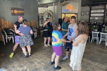 Guests dance on the new vibrational dance floor at Brewability. Photo courtesy of Brewability