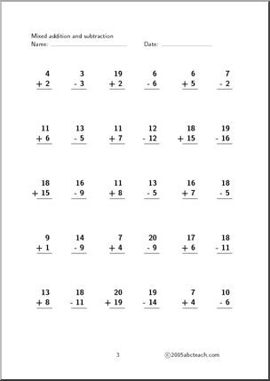 Worksheet: Mixed Practice (1-20) Set 8 | Abcteach