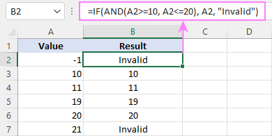 If between two numbers, return a value itself.