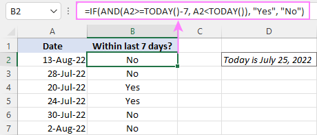 Checking if a date is within the last 7 days