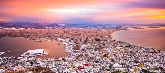 Rosy sunset over Hokkaido, Japan