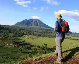 on the Volcanoes Trail hike around Mount Gahinga Lodge