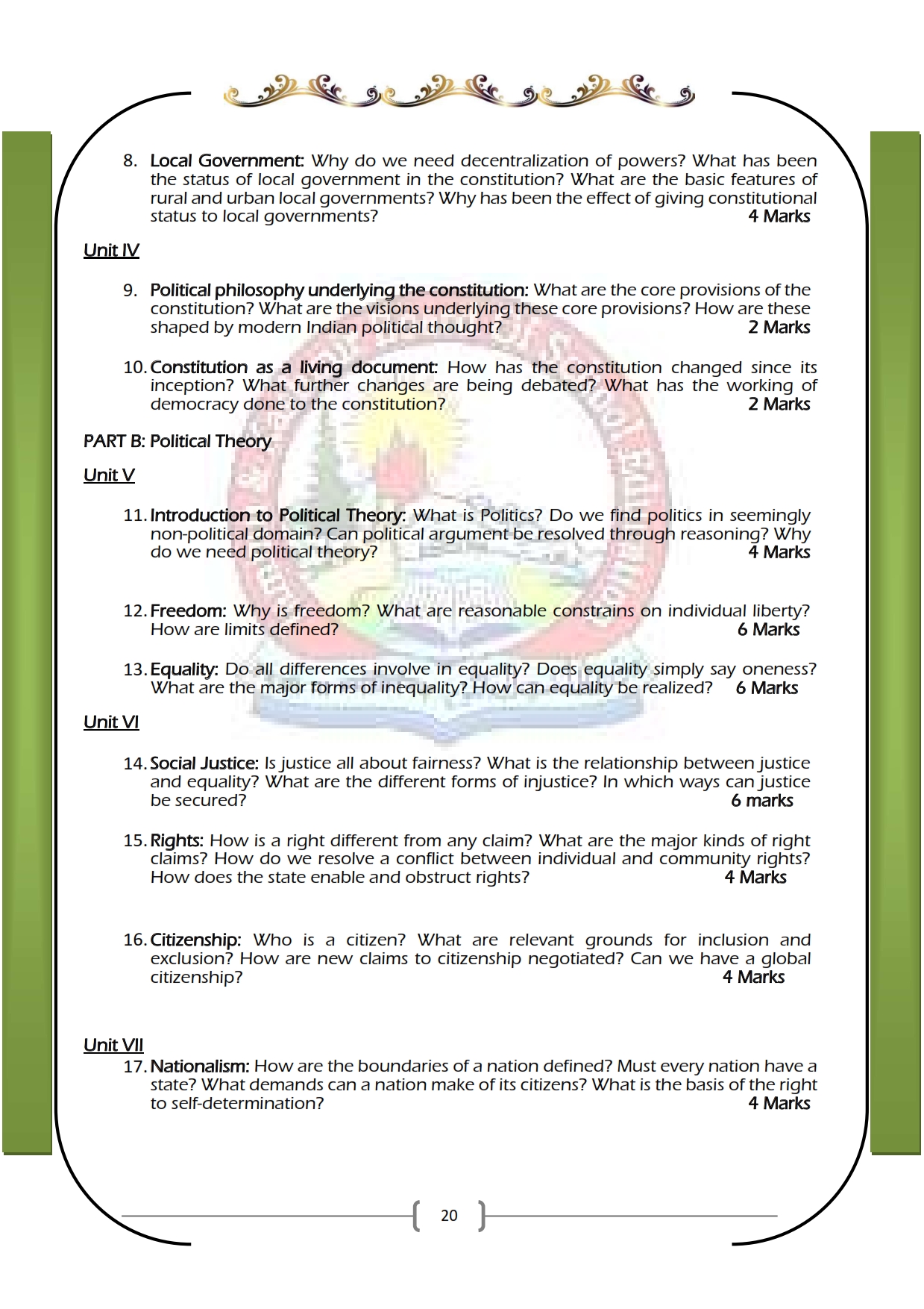 JKBOSE Class 11th Syllabus 2024 (PDF) - Jammu and Kashmir Board ...