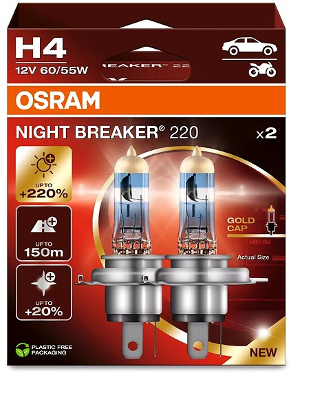 Autožárovka OSRAM H4 Night Breaker 220, +220%, Duo Box ...