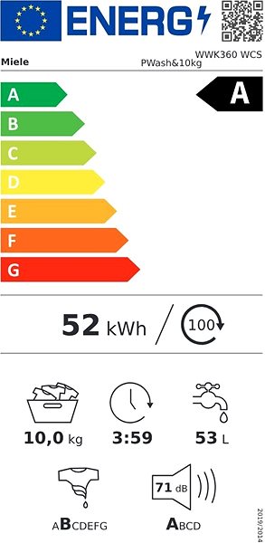 Washing Machine MIELE WWK 360 WCS Energy label