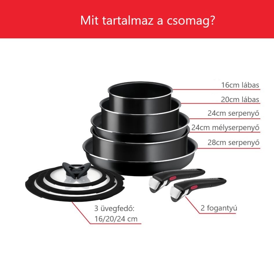 Tefal Ingenio Easy On L1599143 edénykészlet 10 darab