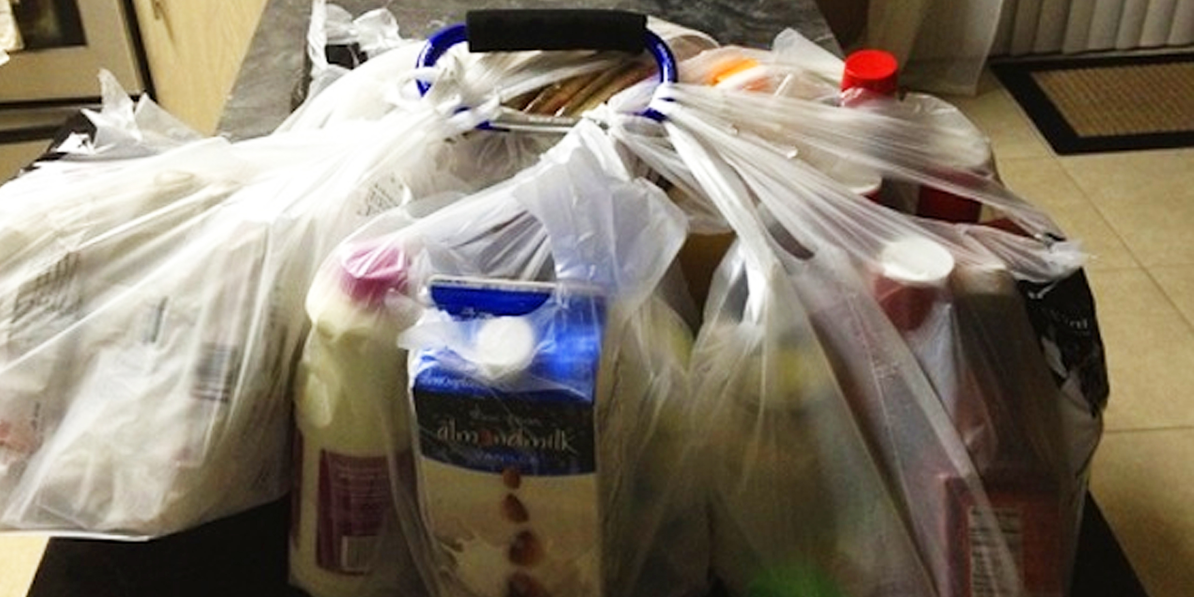 Bagged groceries on a counter | Source: Reddit