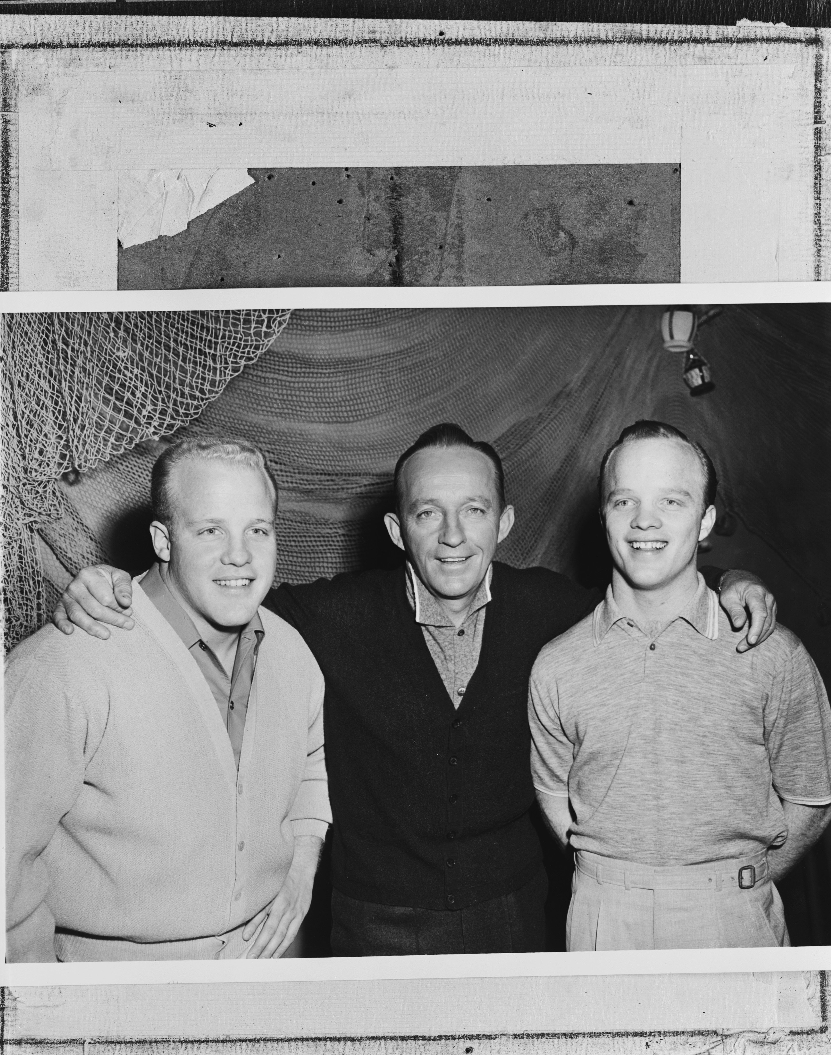 Phillip Crosby, Bing Crosby, Dennis Crosby promotional photo for the ABC tv series 'The Bing Crosby Show'. | Source: Getty Images