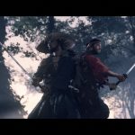 ghost of tsushima: the game's hero teams up with a childhood friend to battle, swords raised and ready to attack