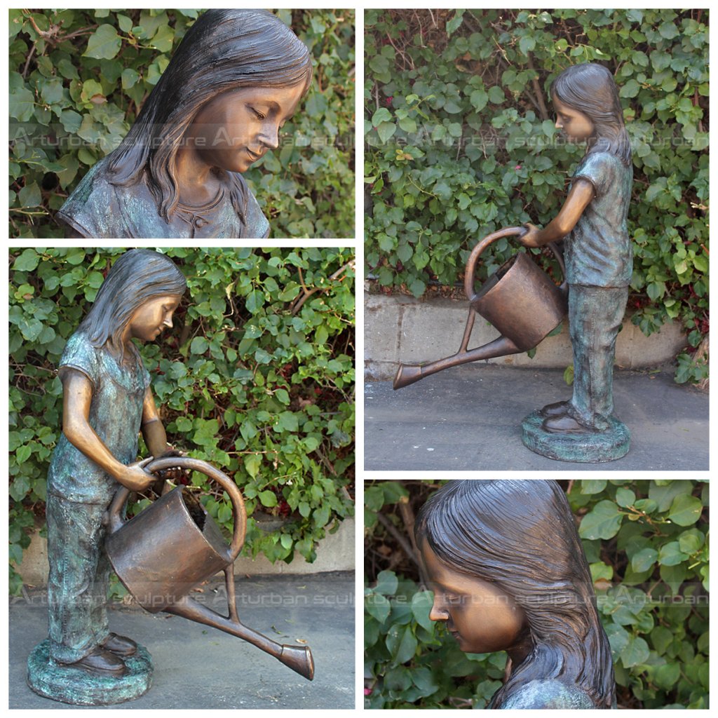 girl with watering can sculpture