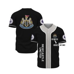 Newcastle United FC Custom Name Black Baseball Jersey