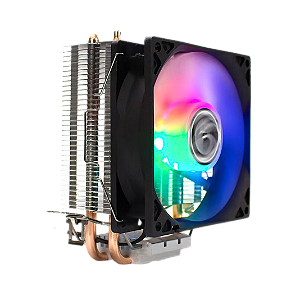 COOLER BRAZILPC GAMER CL-SA90R 2 HEATPIPE COBRE TDP 100W 1900RPM 9CM 4PIN LED RAINBOW PARA INTEL E AMD