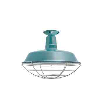 16" The Original™ Flush Mount, 390-Teal, Wire Cage, 975-Galvanized