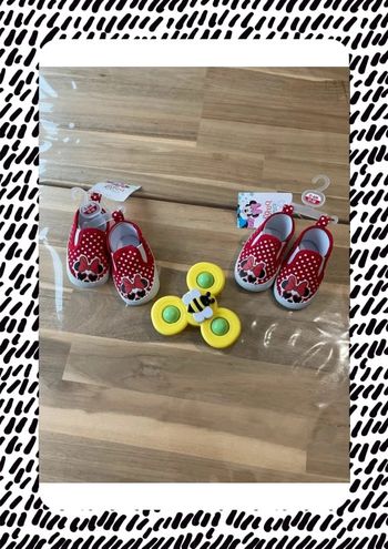 2 paires de chausson 0/6 mois Minnie Disney baby rouge blanc