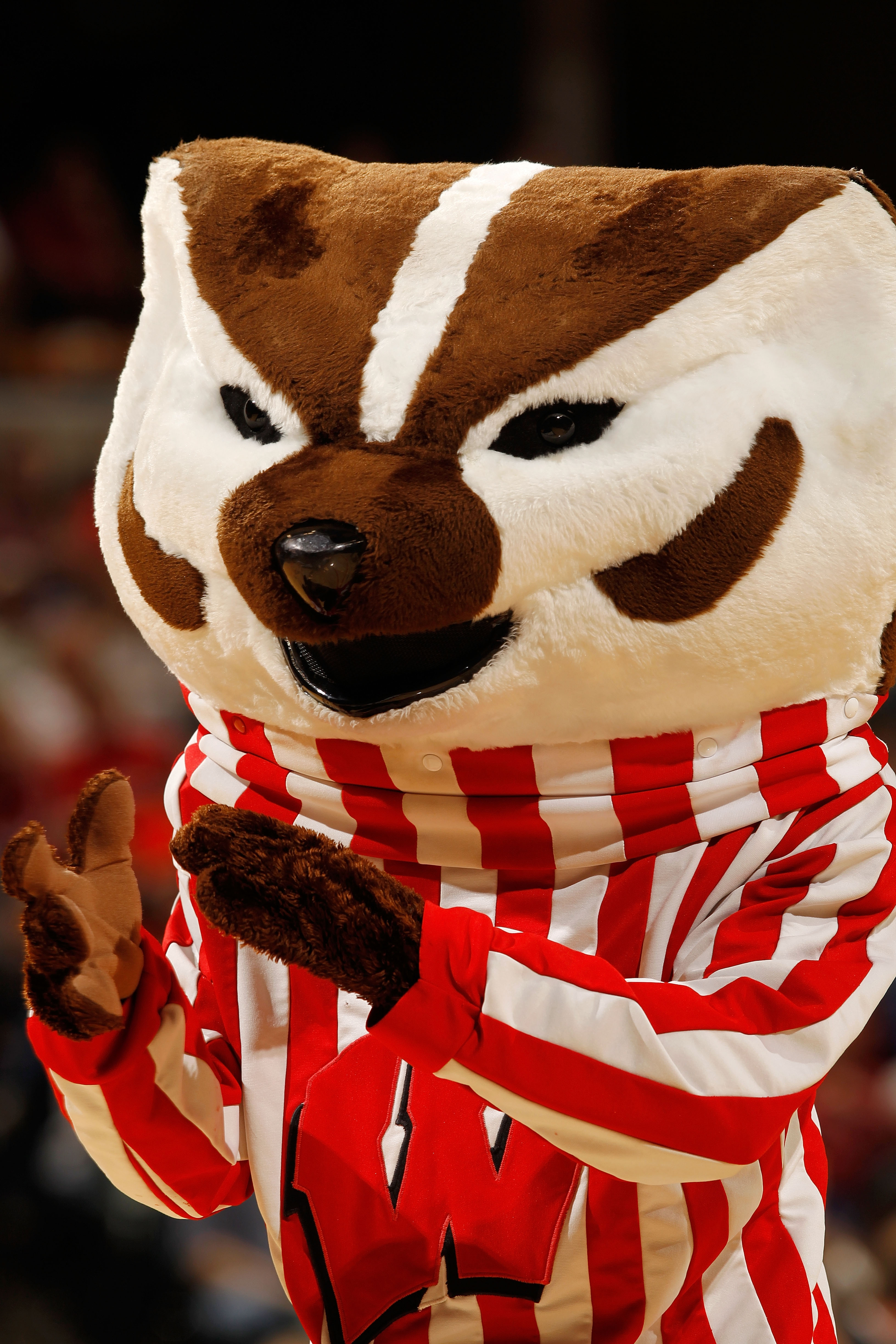 INDIANAPOLIS - MARCH 12:  Bucky Badger, mascot of the Wisconsin Badgers performs during the game against the Illinois Fighting Illini in the quarterfinals of the Big Ten Men's Basketball Tournament at Conseco Fieldhouse on March 12, 2010 in Indianapolis,