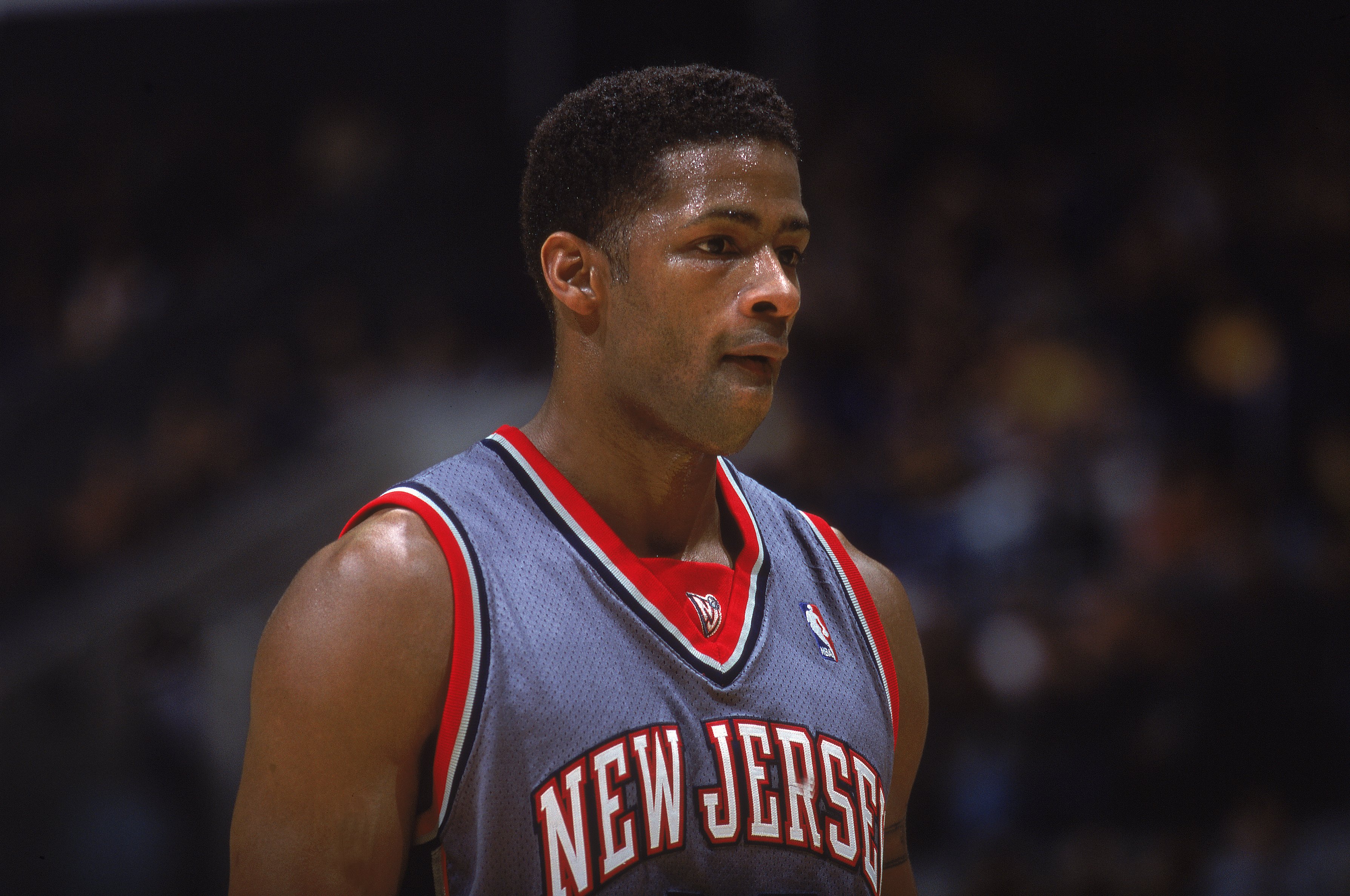 27 Jan 2001:  Kendall Gill #13 of the New Jersey Nets looks on during the game against the Los Angeles Lakers at the STAPLES Center in Los Angeles, California.  The Lakers defeated the Nets 113-101.  NOTE TO USER: It is expressly understood that the only