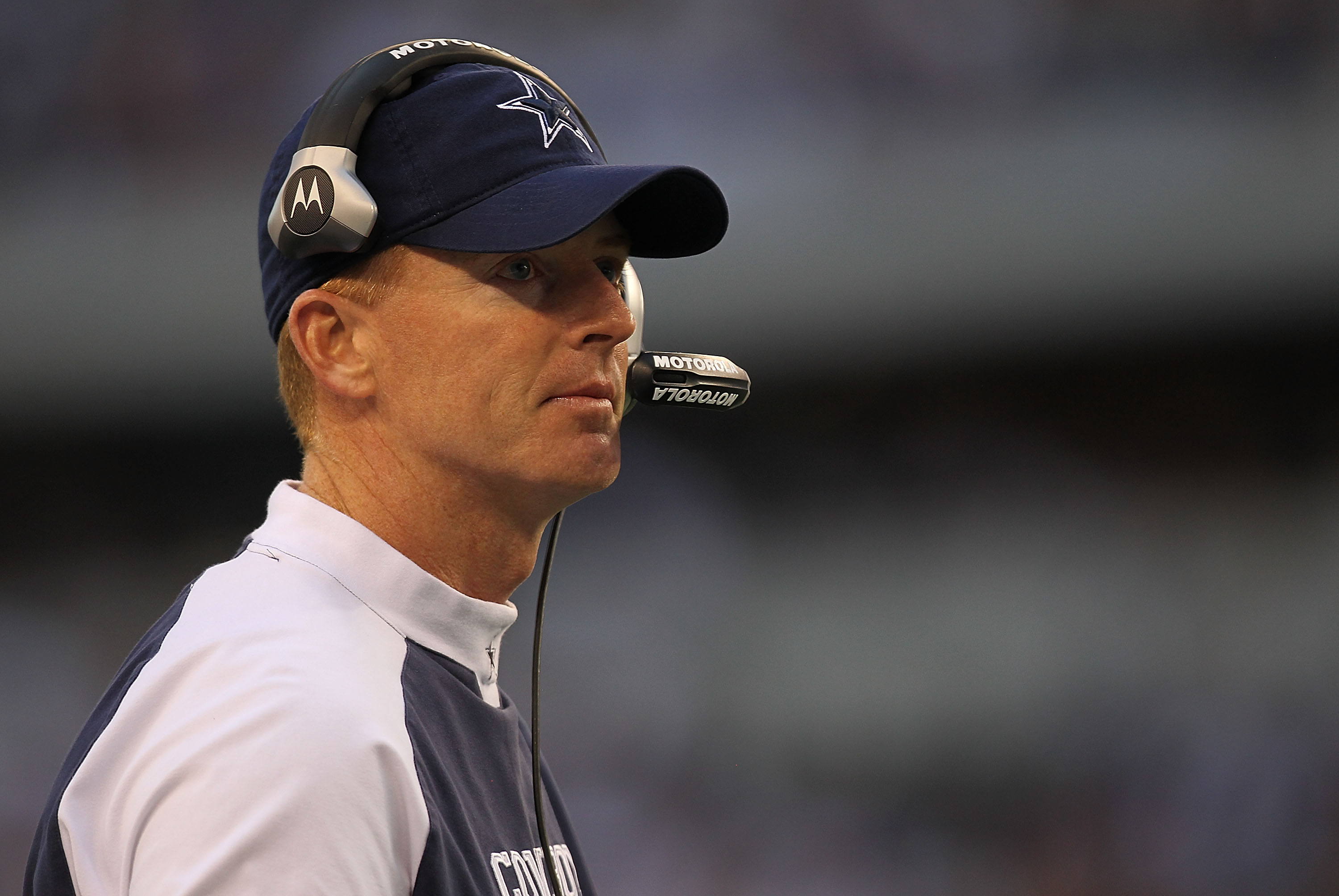 ARLINGTON, TX - DECEMBER 19:  Interim head coach Jason Garrett of the Dallas Cowboys during a game against the Washington Redskins at Cowboys Stadium on December 19, 2010 in Arlington, Texas.  (Photo by Ronald Martinez/Getty Images)