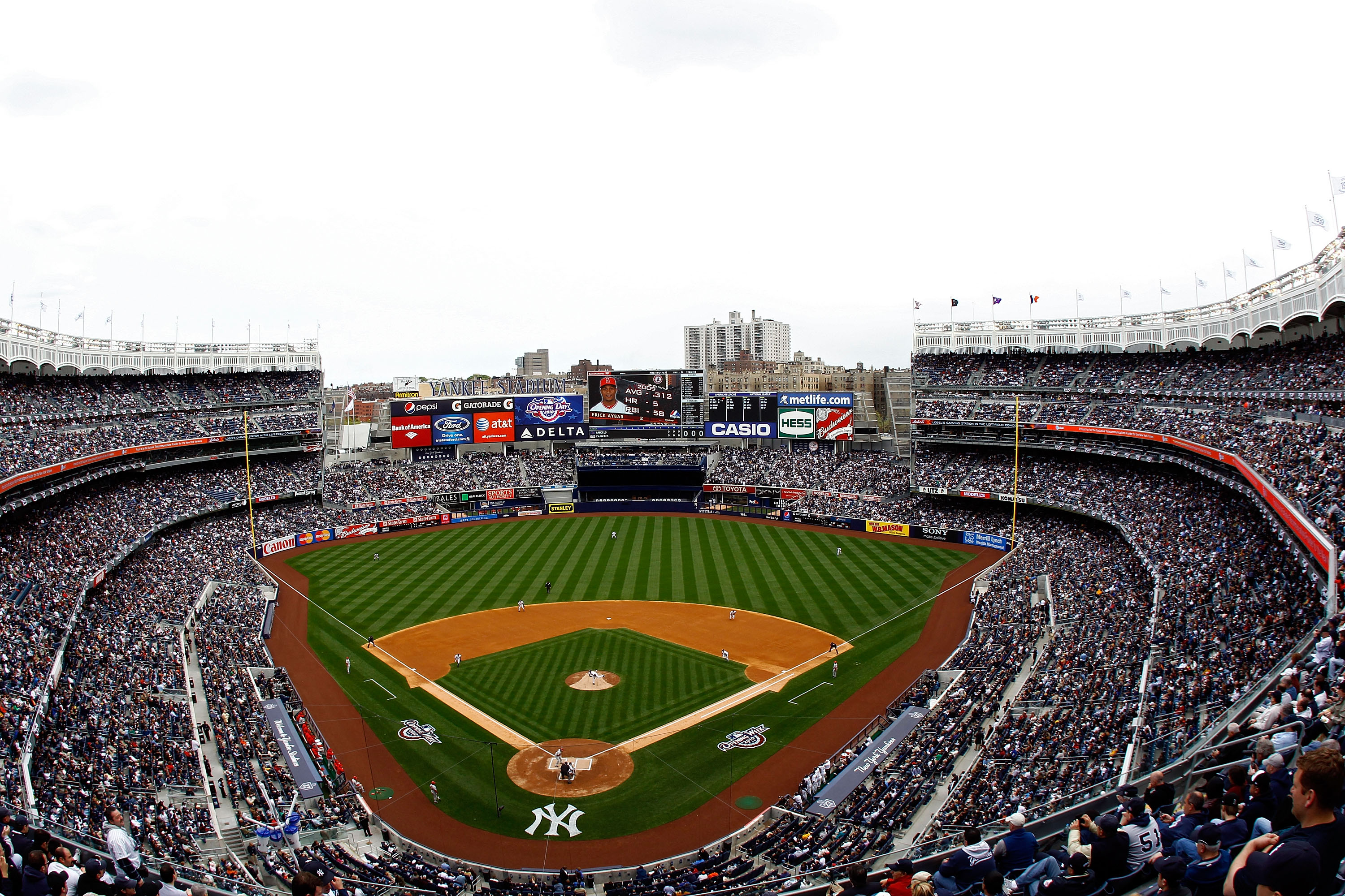 NEW YORK - APRIL 13:  Starting pitcher Andy Pettitte #46 of the New York Yankees throws the first pitch of the game against the Los Angeles Angels of Anaheim during the Yankees home opener at Yankee Stadium on April 13, 2010 in the Bronx borough of New Yo