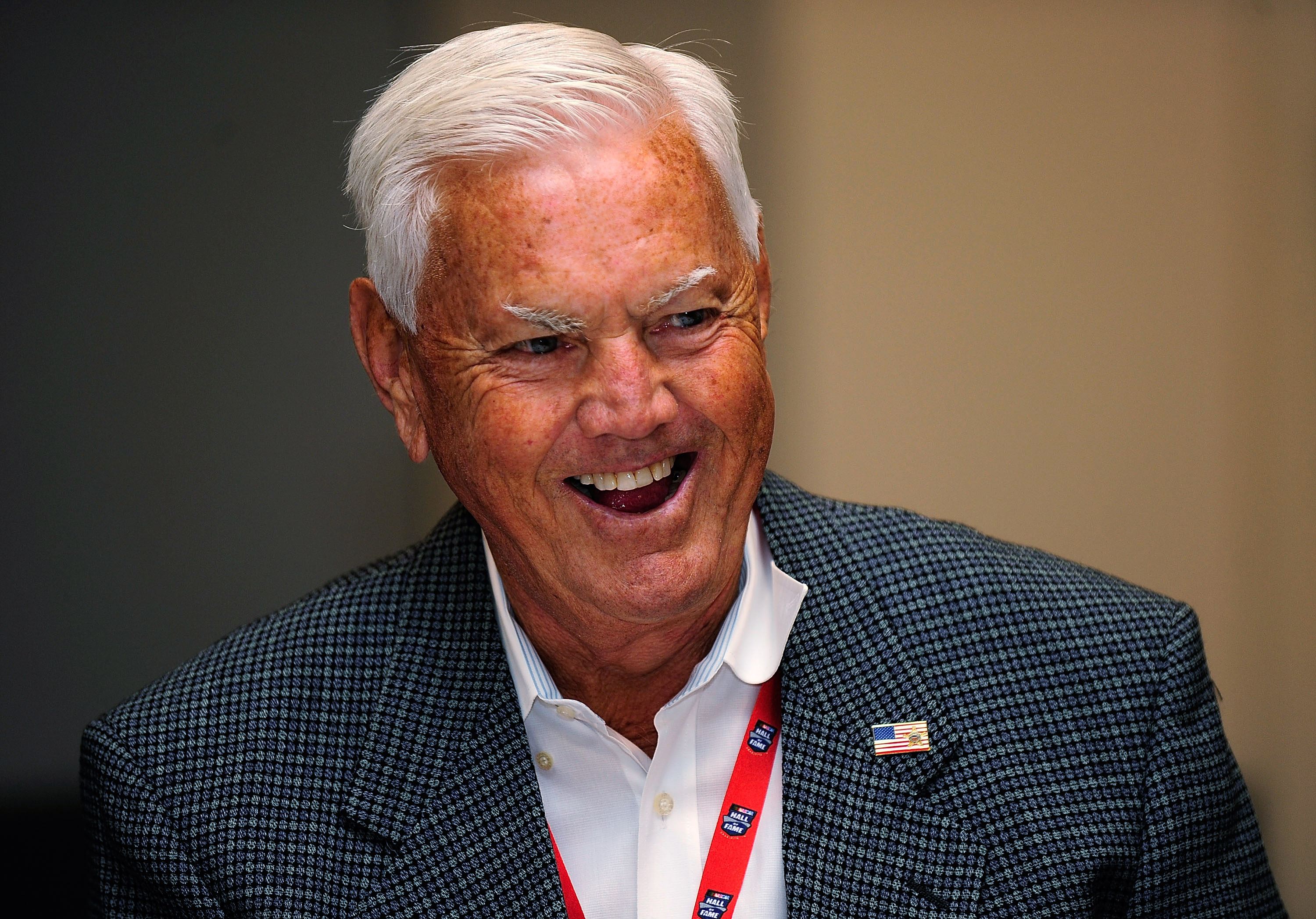 CHARLOTTE, NC - OCTOBER 13:   NASCAR Hall of Famer Junior Johnson laughs during NASCAR Hall of Fame Voting Day at the NASCAR Hall of Fame on October 13, 2010 in Charlotte, North Carolina.  (Photo by Rusty Jarrett/Getty Images for NASCAR)