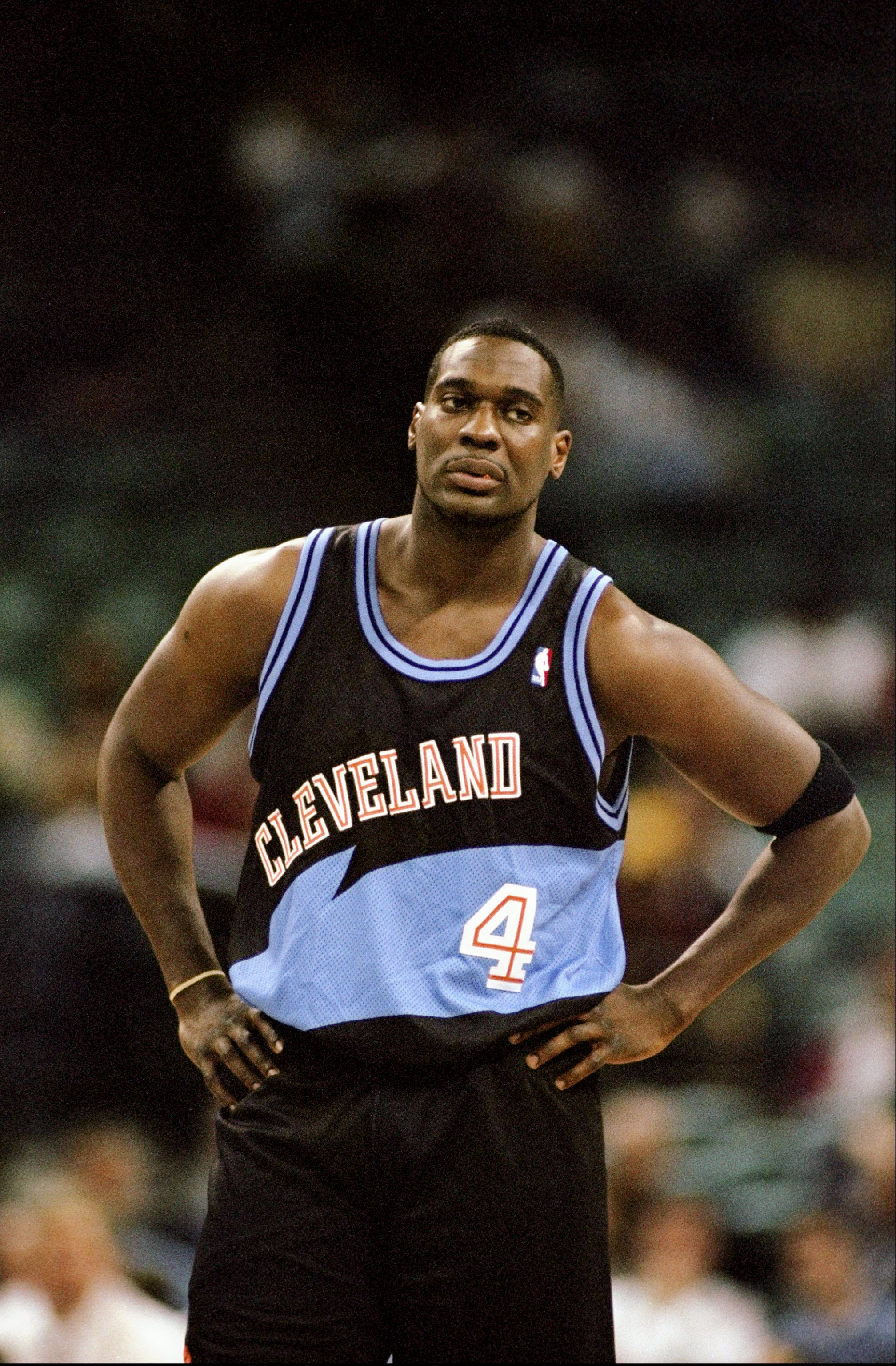 10 Feb 1999: Shawn Kemp #4 of the Cleveland Cavaliers waits on the court during the game against the Charlotte Hornets at the Charlotte Coliseum in Charlotte, North Carolina. The Cavaliers defeated the Hornets 87-77.  Mandatory Credit: Craig Jones  /Allsp