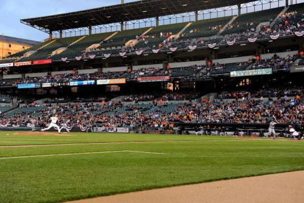 BALTIMORE - APRIL 8:  Koji Uehara #19 of the Baltimore Orioles pitches to Hideki Matsui #55 of the New York Yankees at Camden Yards April 8, 2009 in Baltimore, Maryland.  (Photo by Greg Fiume/Getty Images)