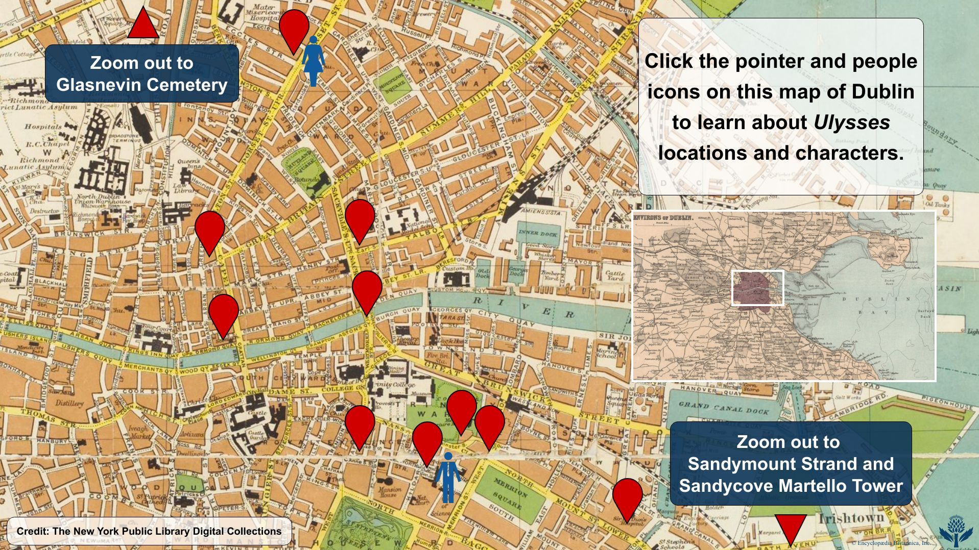 Bloomsday map of Dublin, Ireland