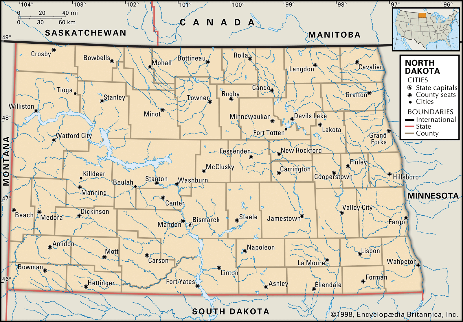 Laminated Map Political Reference Map Of North Dakota Poster X | My XXX ...