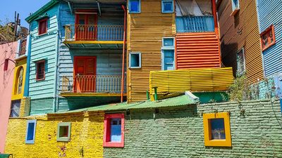 Group of colorful apartments on Caminito Street, La Boca, Buenos Aries, Argentina.