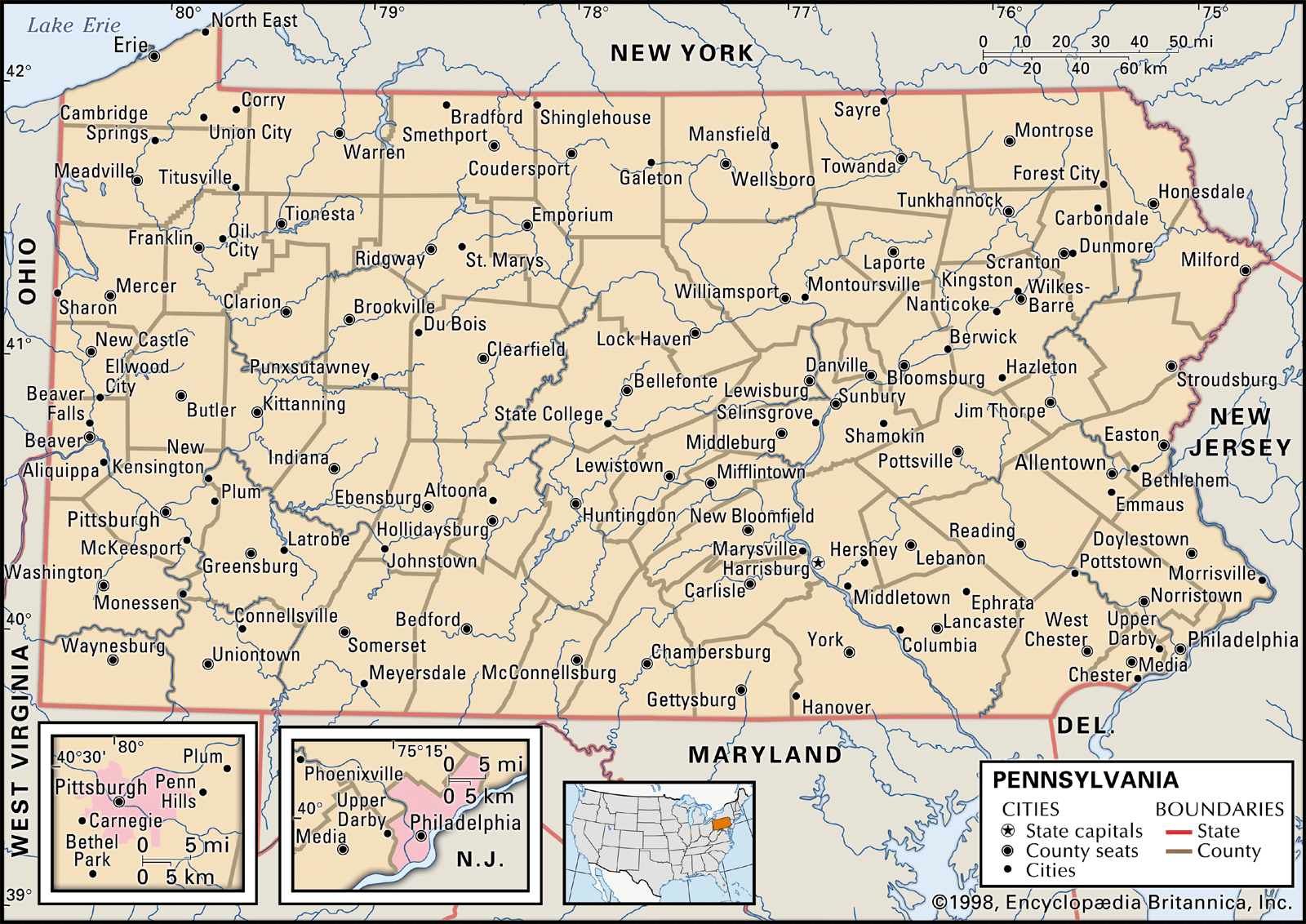 map of eastern pa Pennsylvania Capital Population Map Flag Facts History