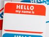 "Hello my name is" badge paper sticker (identification, name badge).