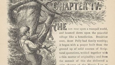 Chapter 4 pg 42 - Chapter header of The Adventures of Tom Sawyer by Mark Twain. Published in 1884 by The American Publishing Company