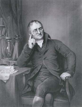 John Dalton, detail of an engraving by W. Worthington, after a portrait by William Allen, 1814.