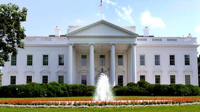 The White House in Washington, D.C., USA. The north portico which faces Pennsylvania Avenue.