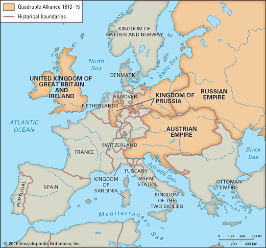 Members of the Quadruple Alliance, 1813–15