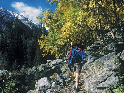 Hikers in the Gore Range Mountains near Denver.