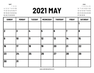 2021 May Calendar