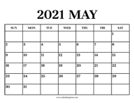 Calendar 2021 May