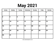 May 2021 Calendar